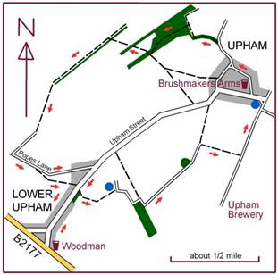 Upham walk for a drink map