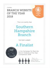 Finalist - CAMRA National Branch Website of the Year Competition